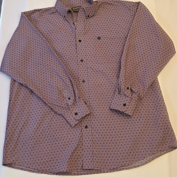 Ariat Men's Purple Patterned Button Down Shirt - Picture 3 of 4